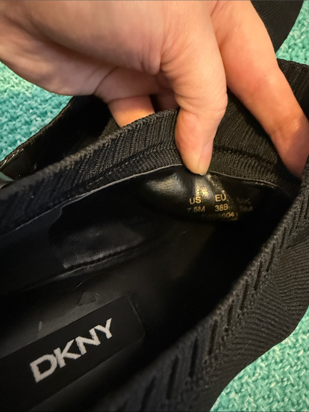 DKNY Black Knit Slip-On Sneakers with White Platform Sole - Picture 2 of 8